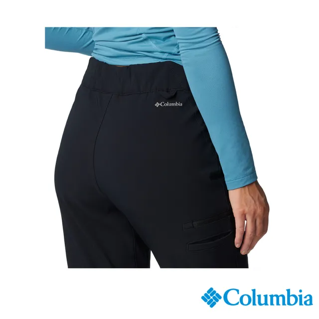 【Columbia 哥倫比亞】女款-防潑高腰長褲-黑色(UAR95010BK/IF)