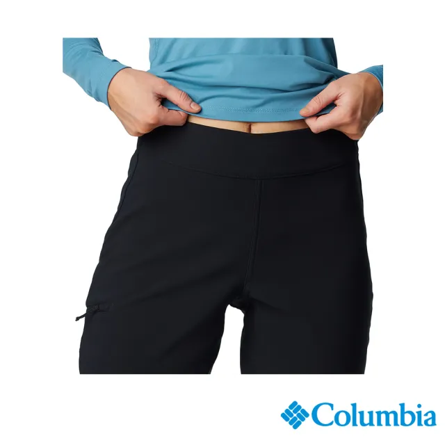 【Columbia 哥倫比亞】女款-防潑高腰長褲-黑色(UAR95010BK/IF)