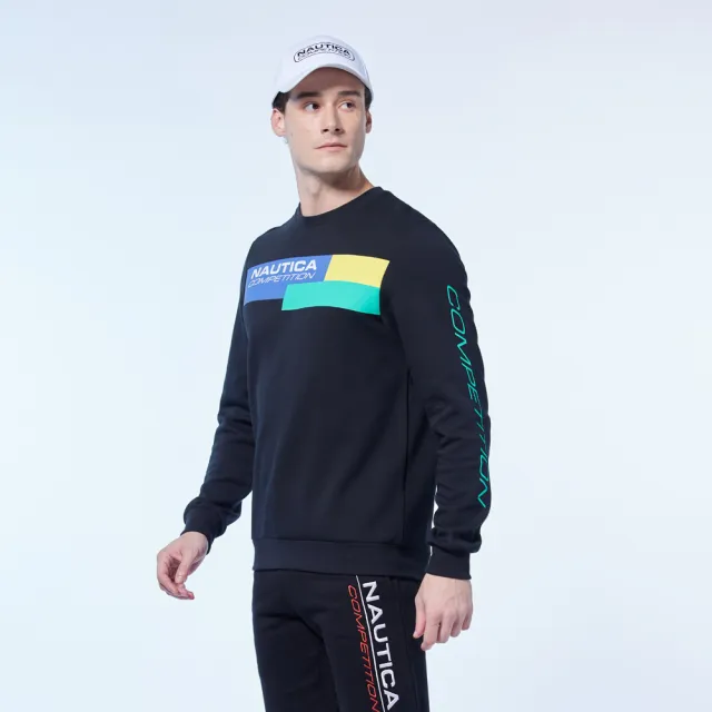【NAUTICA】男裝 COMPETITIO多彩配色潮酷長袖T恤(黑色)