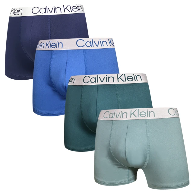 Calvin Klein Microfiber 四入組 柔滑輕盈合身男內褲 平口褲/四角褲/CK內褲(藍、綠色系)