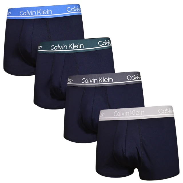 Calvin Klein 四入組 Microfiber Stretch 絲質舒適 平口褲/四角褲/CK內褲(深藍色系)