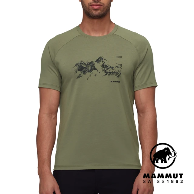 Mammut 長毛象 Mountain T-Shirt Men 8035m 舒適山景印花有機棉短袖T恤 男款 沼澤綠 #1017-04503