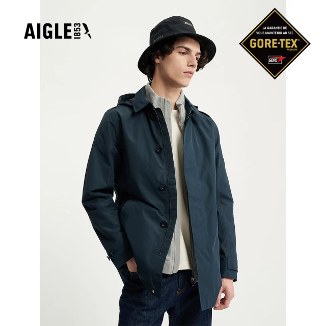 AIGLE 男 GORE-TEX 防水透氣風衣 AG-3A101A057 深藍(雙11 1111 男外套 防水透氣外套 Goretex)