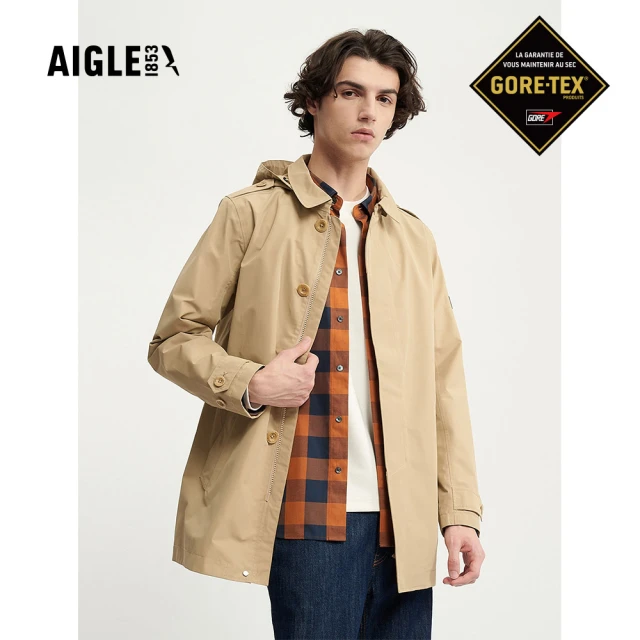 AIGLE 男 GORE-TEX 防水透氣風衣 AG-3A101A150 卡其(雙11 1111 男外套 防水透氣外套 Goretex)