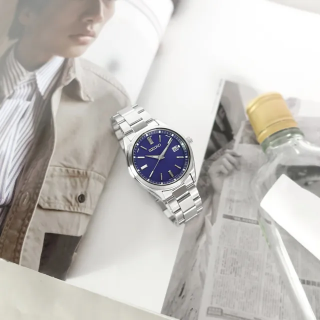 【SEIKO 精工】太陽能 電波錶 萬年曆 藍寶石水晶玻璃 防水100米 日期 不鏽鋼手錶 藍色 40mm(SBTM321)