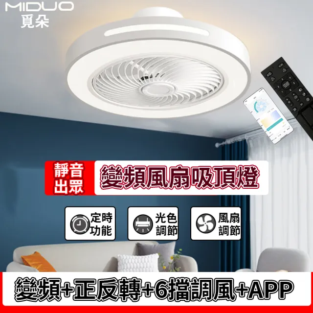 MIDUO覓朵 超薄靜音吊扇燈帶導風輪(LED吸頂燈60公分 吸頂風扇燈 電風扇吊燈 餐廳燈 天花板風扇)