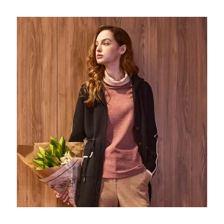 【Diffa】高領設計花紗針織衫-女