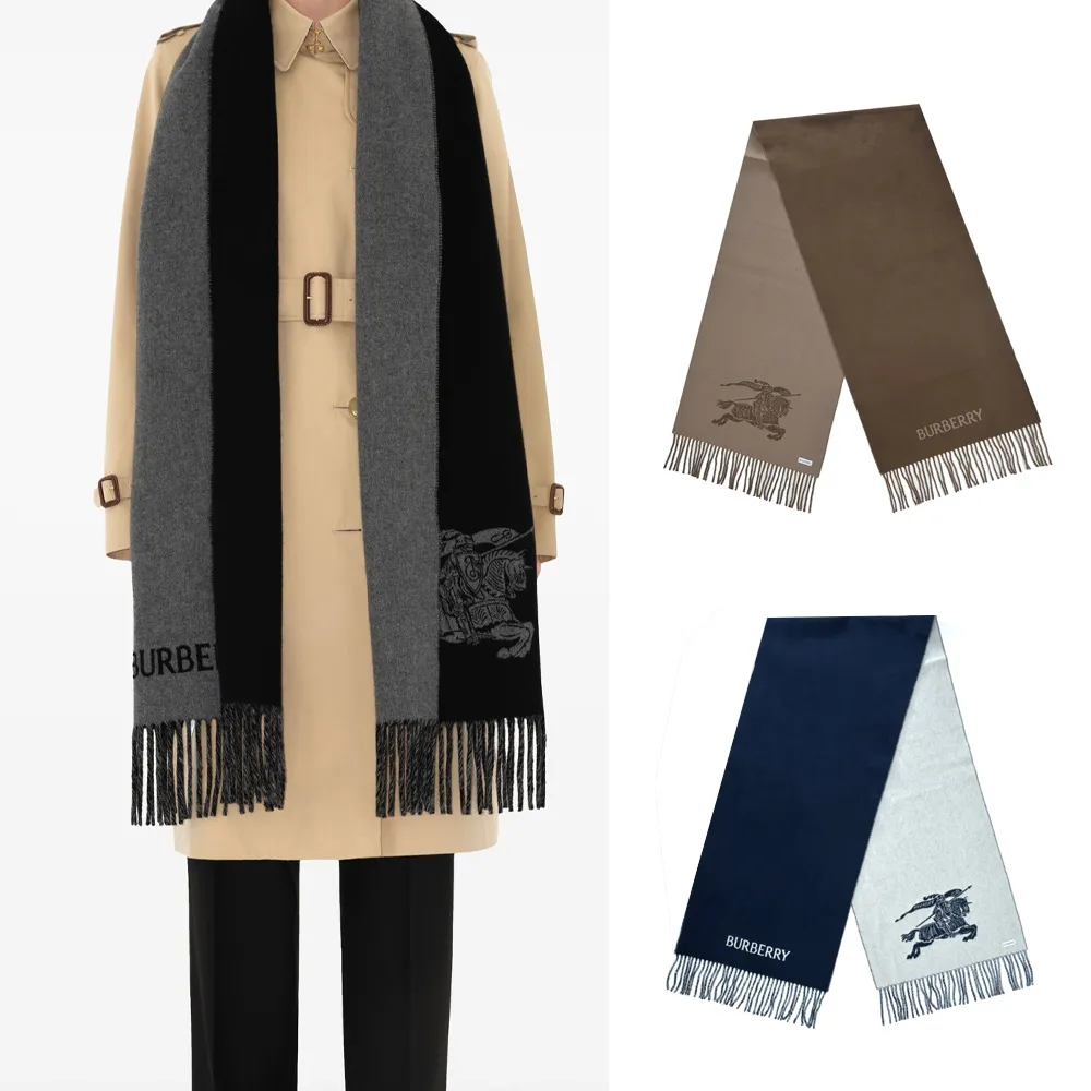 BURBERRY 巴寶莉】經典LOGO雙面兩用羊絨圍巾(任選) - momo購物網- 好評