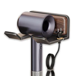 【Store up 收藏】太空鋁酷黑 胡桃木製 新款免釘吹風機架(AD476)