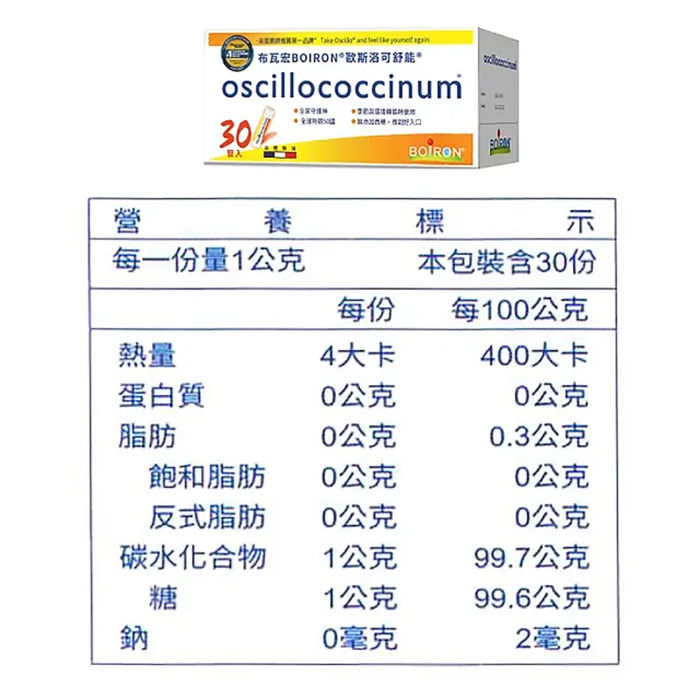 【Boiron 布瓦宏】歐斯洛可舒能 oscillococcinum(順勢小糖球 30管/盒)