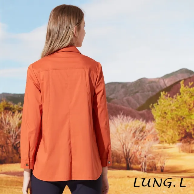 【LUNG.L 林佳樺】LQ33A橘色造型口袋長版長袖女裝襯衫(秋冬新品 加大尺碼)