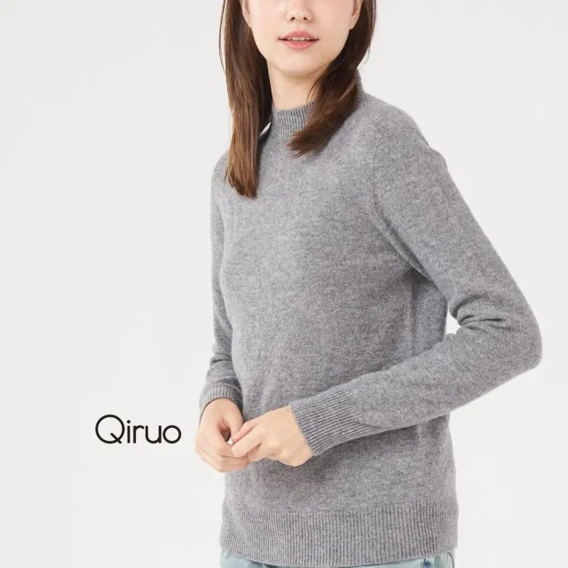 【Qiruo 奇若名品】專櫃灰色小羊毛上衣 2009A-20素面立領造型長袖 