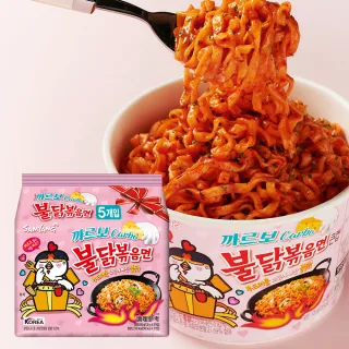 【三養火辣雞】火辣雞肉風味鐵板炒麵 奶油白醬風味(130gx5入)