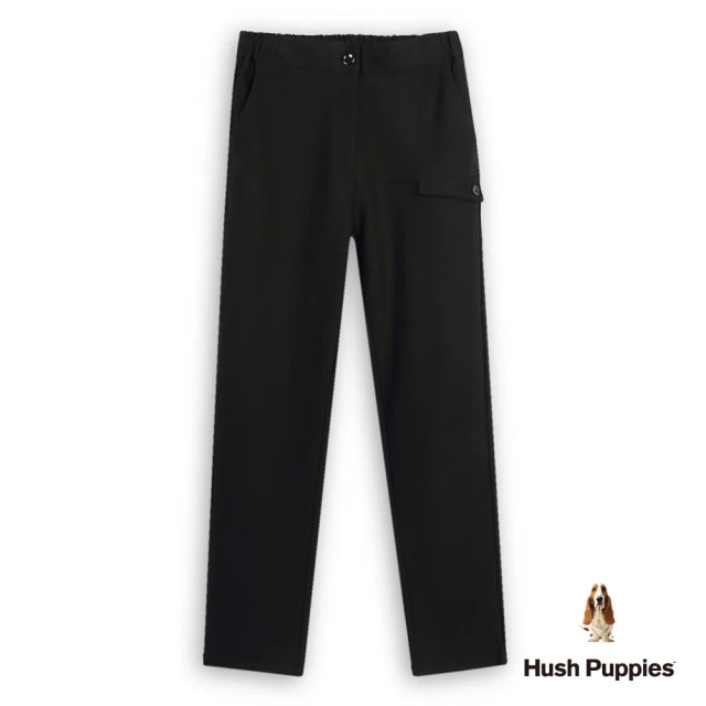 Hush Puppies 女裝 長褲 素色高彈力合身窄管鬆緊長褲(黑色 / 44221104)