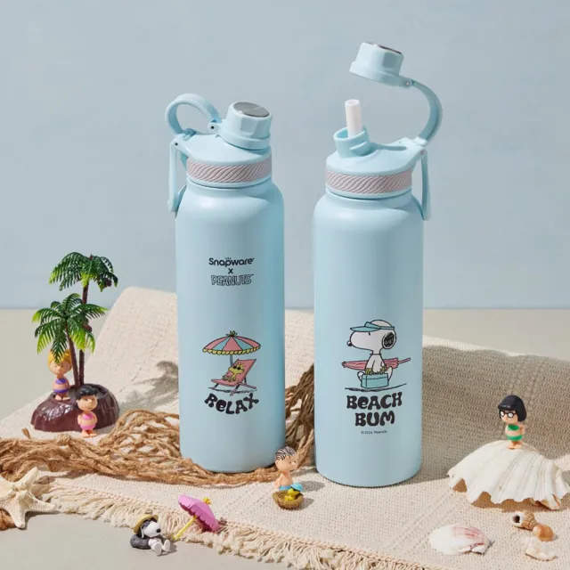 【CorelleBrands 康寧餐具】Snoopy海灘假期不鏽鋼保溫保冰運動瓶1200ml