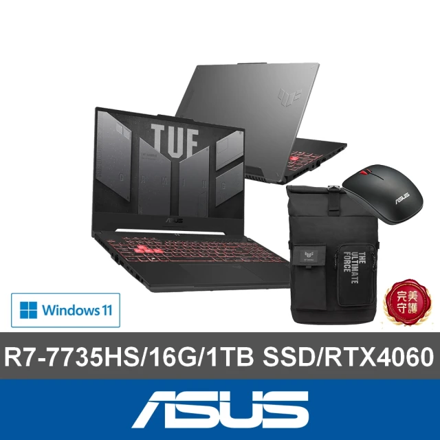 ASUS 後背包/滑鼠組★15.6吋R7 RTX4060電競筆電(FA507NV-0072B7735HS/R7-7735HS/16G/1TB SSD/W11)