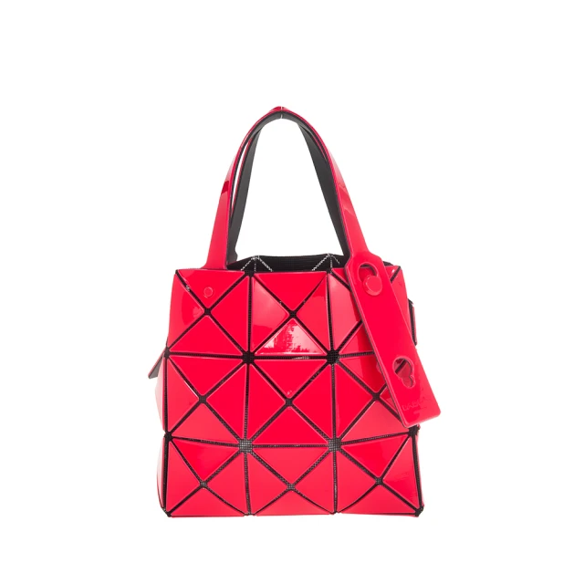 ISSEY MIYAKE 三宅一生 BAOBAO 新款CARAT系列亮面3x3三角格手提包(紅色)