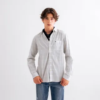 【Arnold Palmer 雨傘】男裝-緹織點點格紋長袖襯衫(白色)