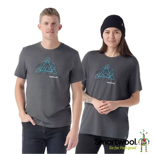 【SmartWool】男女 塗鴉Tee 美麗諾羊毛圓領短袖T恤_自然幾何.運動上衣(SW002604-003 炭黑)