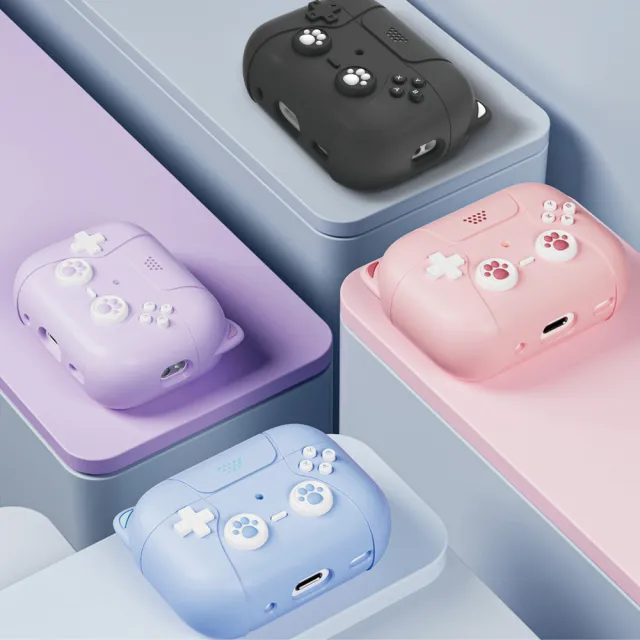 【AHAStyle】AirPods Pro 2代 搖桿造型 超厚防摔矽膠保護套 可愛貓掌
