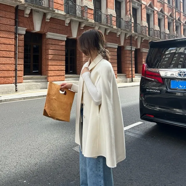 【巴黎精品】現貨+預購 羊毛大衣毛呢外套(保暖時尚寬鬆斗篷女外套2色a1il7)