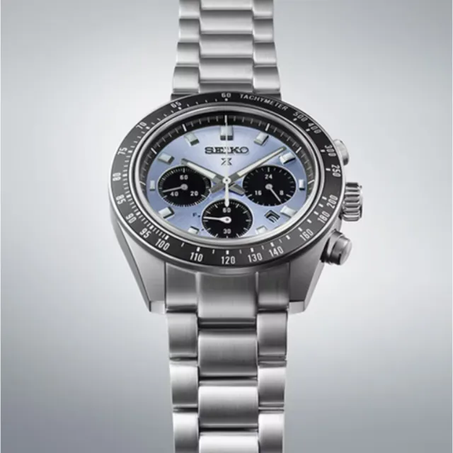 【SEIKO 精工】Prospex SPEEDTIMER 熊貓 太陽能計時腕錶-冰藍/41.4mm(SSC935P1 / V192-0AH0U)