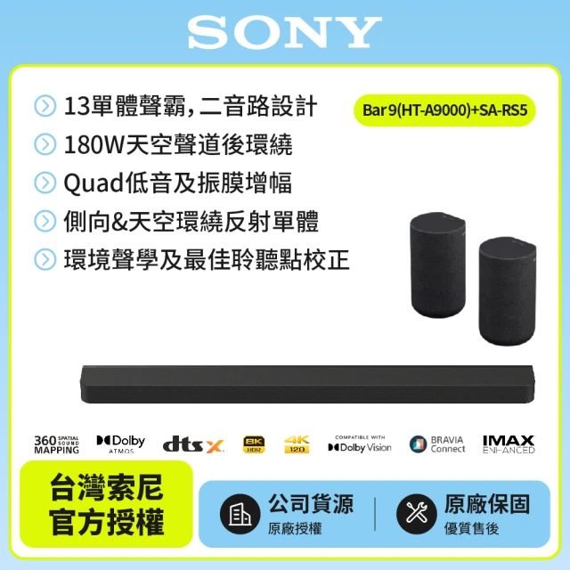 SONY 索尼 Bar 9 + SA-RS5(HT-A9000聲霸後環繞組)