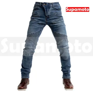 【Supamoto】防摔護具牛仔褲(防摔褲/刷色/護具/護膝護腿/彈性防護)