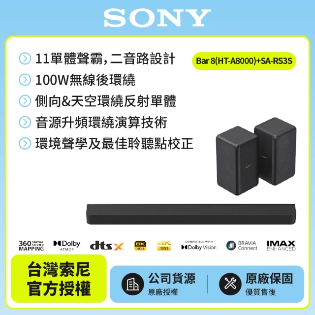 SONY 索尼 Bar 8+SA-RS3S(HT-A8000聲霸後環繞組)