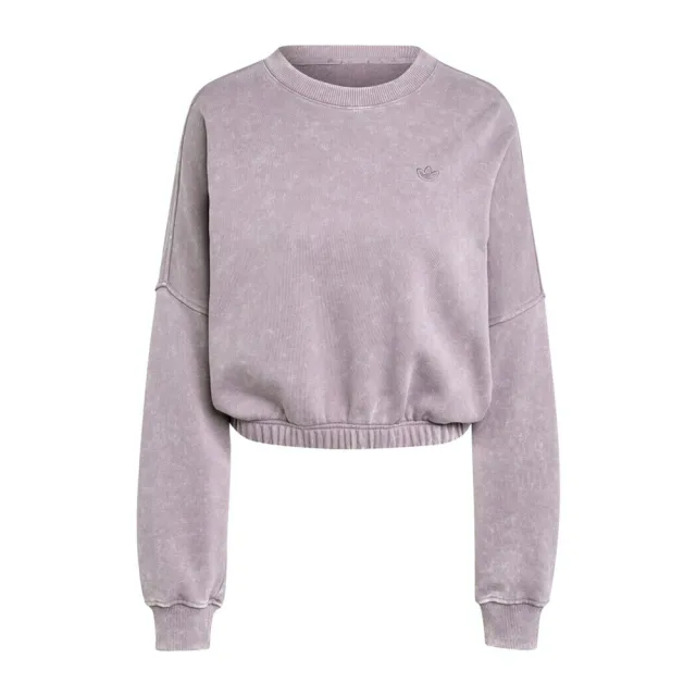 【adidas 愛迪達】P ESS Sweater 女 長袖上衣 仿舊水洗 灰紫(IY7397)