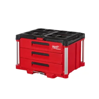 【Milwaukee 美沃奇】PACKOUT™ 配套抽屜收納箱-3抽(48-22-8443標準配備-一層抽屜隔板)