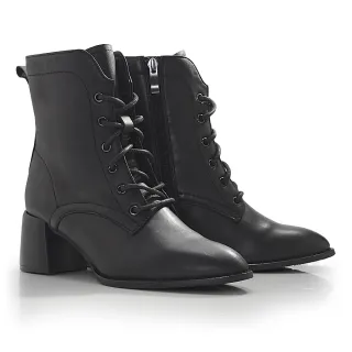 【Keeley Ann】輕量羊皮中跟中筒靴(黑色477137110-Ann系列)