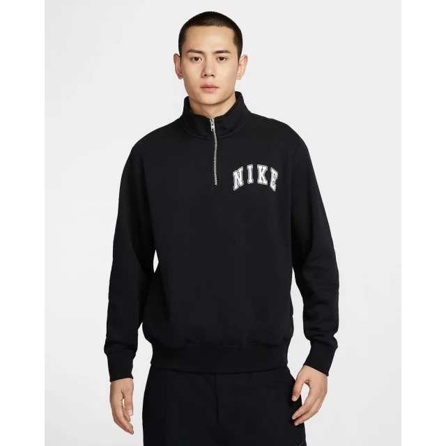 NIKE 耐吉 長袖上衣 大學T 男款 AS M NK CLUB BB HZ NIKE ARCH 黑色(FZ0874010)