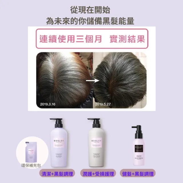 【Bosley】黑髮青春還原修護洗髮精400mlx2入組(黑髮養護、護色升級版)
