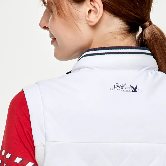 【PLAYBOY GOLF】女款防風透氣防潑水鋪棉立領背心-白(GOLF/高爾夫/KB24211-73)