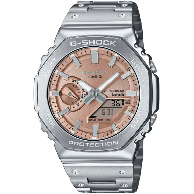 CASIO 卡西歐 G-SHOCK 太陽能藍牙 金屬八角防護構造雙顯錶 雙12 優惠 聖誕 禮物(GM-B2100AD-5A)