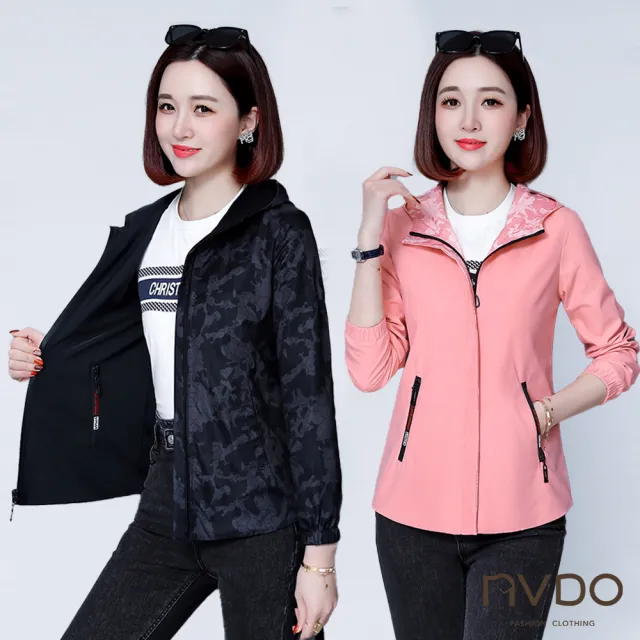 【NVDO】現貨 炫麗美型兩面穿連帽外套-多色可選(防風外套/F151/尺寸偏小請看尺寸表)