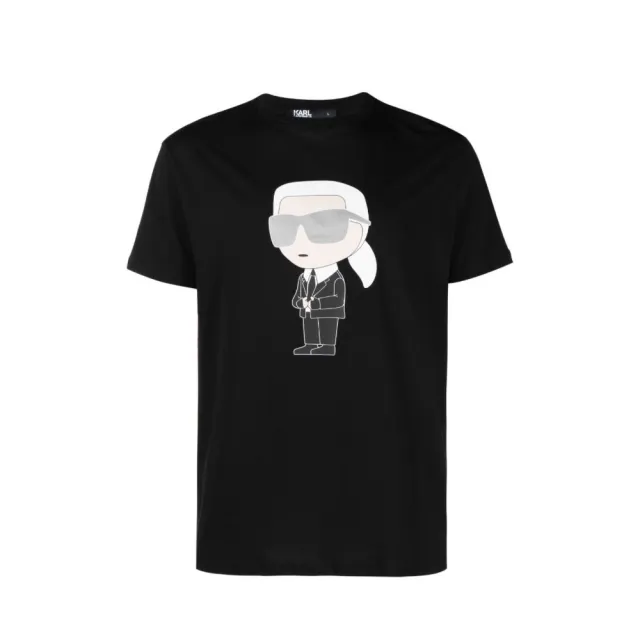 【KARL LAGERFELD 卡爾】新IKONIK墨鏡款短袖男T恤 黑(原廠公司貨)