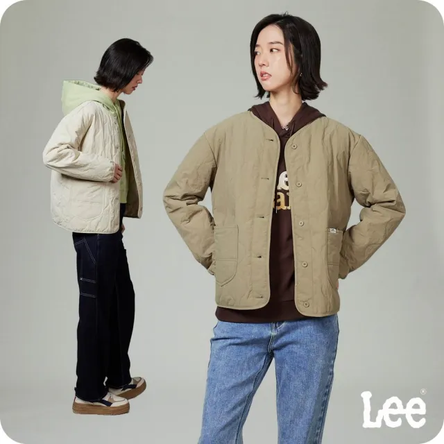 【Lee】女裝 舖棉外套 / 日系無領 夾克 共2色 季節性版型(LB413014005 / LB413014982)