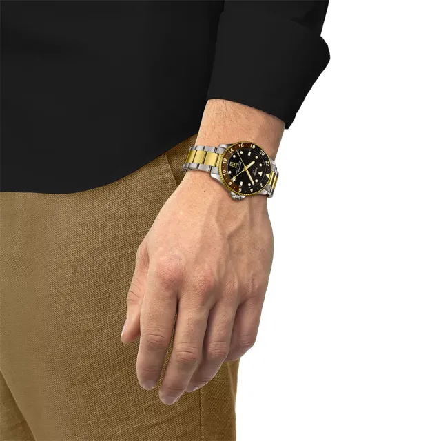 【TISSOT 天梭 官方授權】Seastar 1000海星 GMT兩地時間 300米潛水錶-40mm 情人節 禮物(T1208522205100)