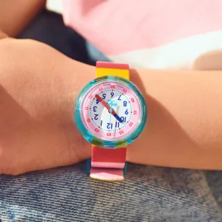 【Flik Flak】兒童手錶 STRIPY PINK 兒童禮物/安全防水/瑞士製造 FPNP113(31.85mm)