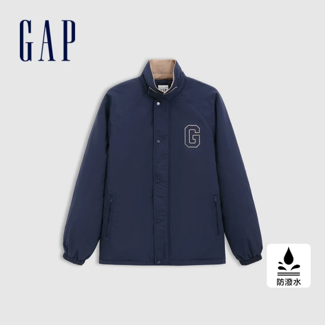 GAP 男裝 Logo刺繡防潑水翻領外套-海軍藍(678600)