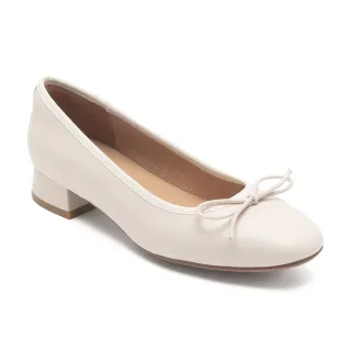 【steve madden】TWCLAIRE 拼接蝴蝶結低跟娃娃鞋(米色)