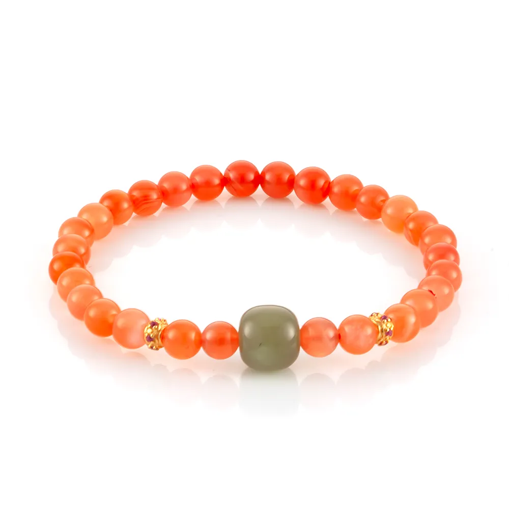 【Woogie武吉珠寶】南紅瑪瑙和闐玉手鍊(5-6mm)