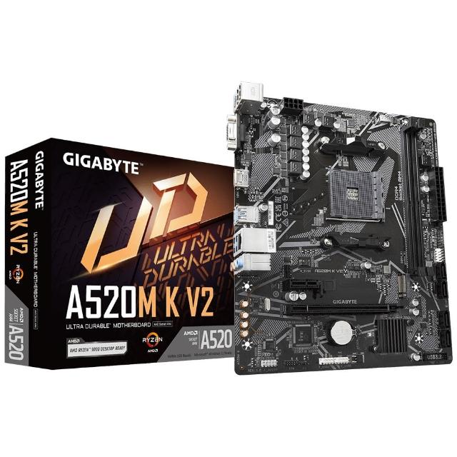 【GIGABYTE 技嘉】A520M K V2 DDR4 主機板+AMD R5 3400G 代理盒裝 4核 8緒(M+C組合包)