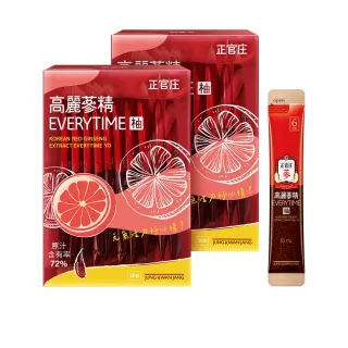 即期品【正官庄】買一送一★高麗蔘精EVERYTIME 柚 10mlx20入/盒 2盒組(添加葡萄柚原汁 酸甜新滋味)