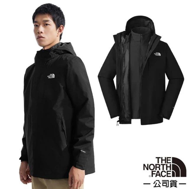 The North Face 男 3效能 防水透氣防風耐磨連帽二件式外套_亞洲版型/夾克(81RN-4H0 宇宙黑)