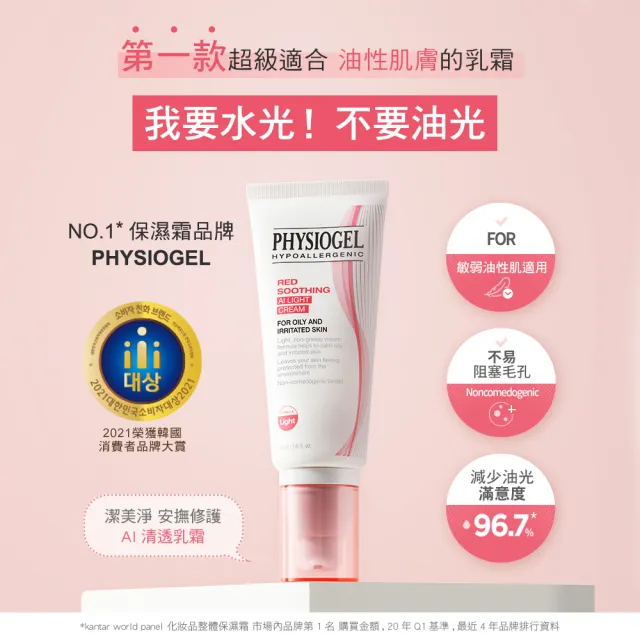 【PHYSIOGEL潔美淨 官方直營】雙11限定★層脂質安撫修護AI清透乳霜50ml_2入(乳霜/臉部保養)