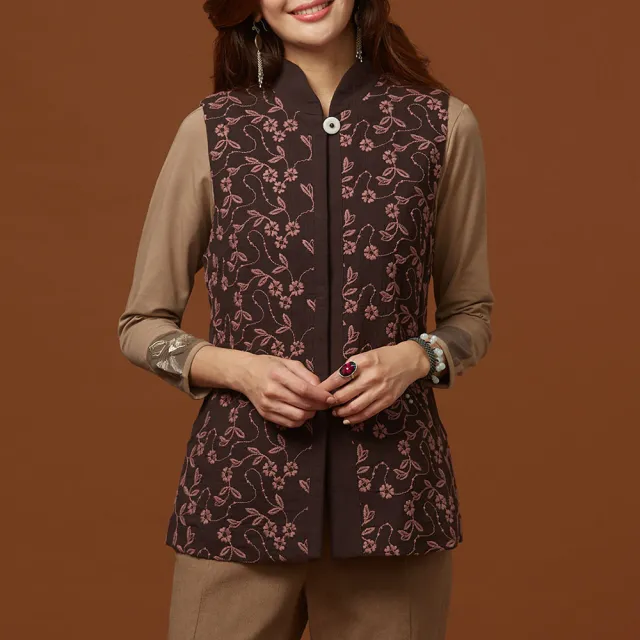 【古典美】08082刺繡配色背心(棉麻/純棉/亞麻/中國風/漢服/茶禪服/手染服)