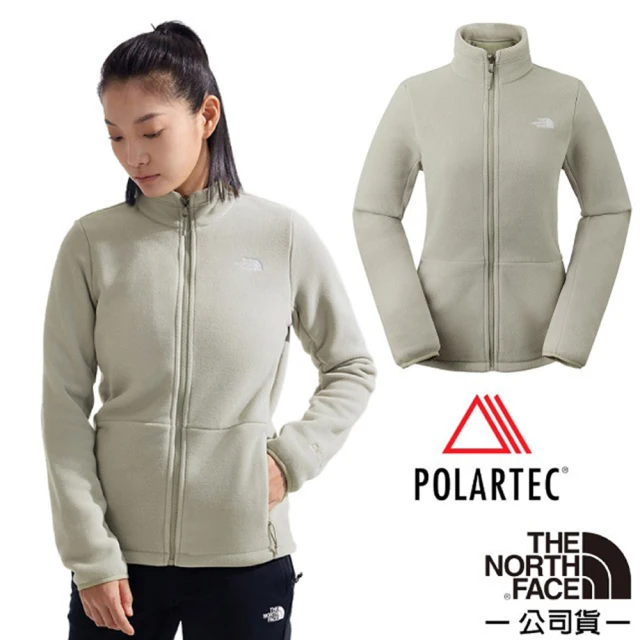 The North Face 女 POLARTEC拼接舒適保暖立領抓絨外套/夾克.舒適立領(83OL-1I4 陶土灰)